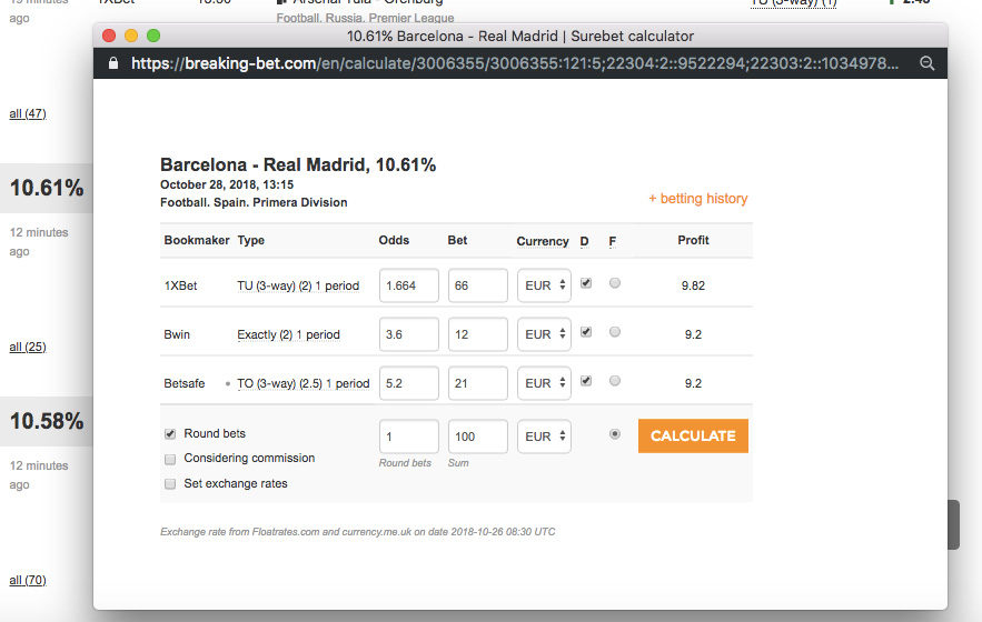 Breaking Bet calculator